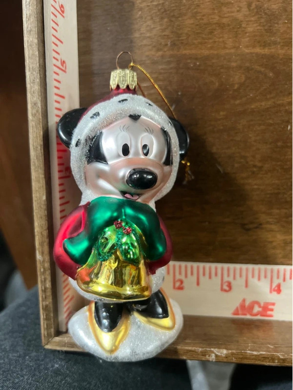 Vintage Minnie mouse glass Christmas ornament